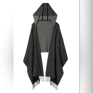 NWT the cashmere project Houndstooth Cashmere Hooded Scarf - retail $456